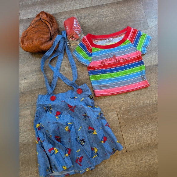 Spirit Chucky Costume with Blue Dress and Red Accents - Picture 2 of 5